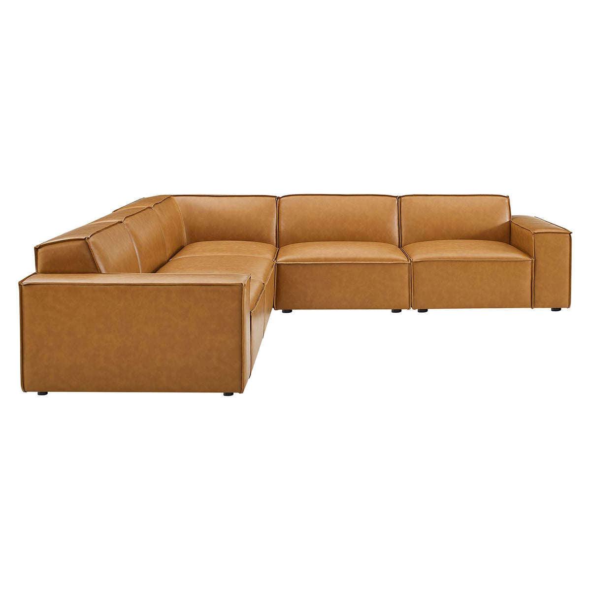 Atlas 5-Piece Vegan Leather Sectional Sofa in Tan