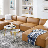 Atlas 6-Piece Vegan Leather Sectional Sofa in Tan