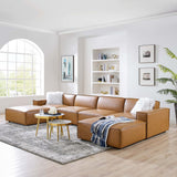 Atlas 6-Piece Vegan Leather Sectional Sofa in Tan