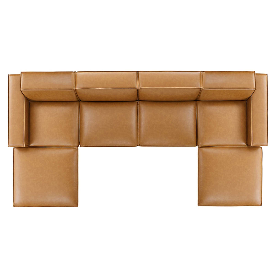 Atlas 6-Piece Vegan Leather Sectional Sofa in Tan