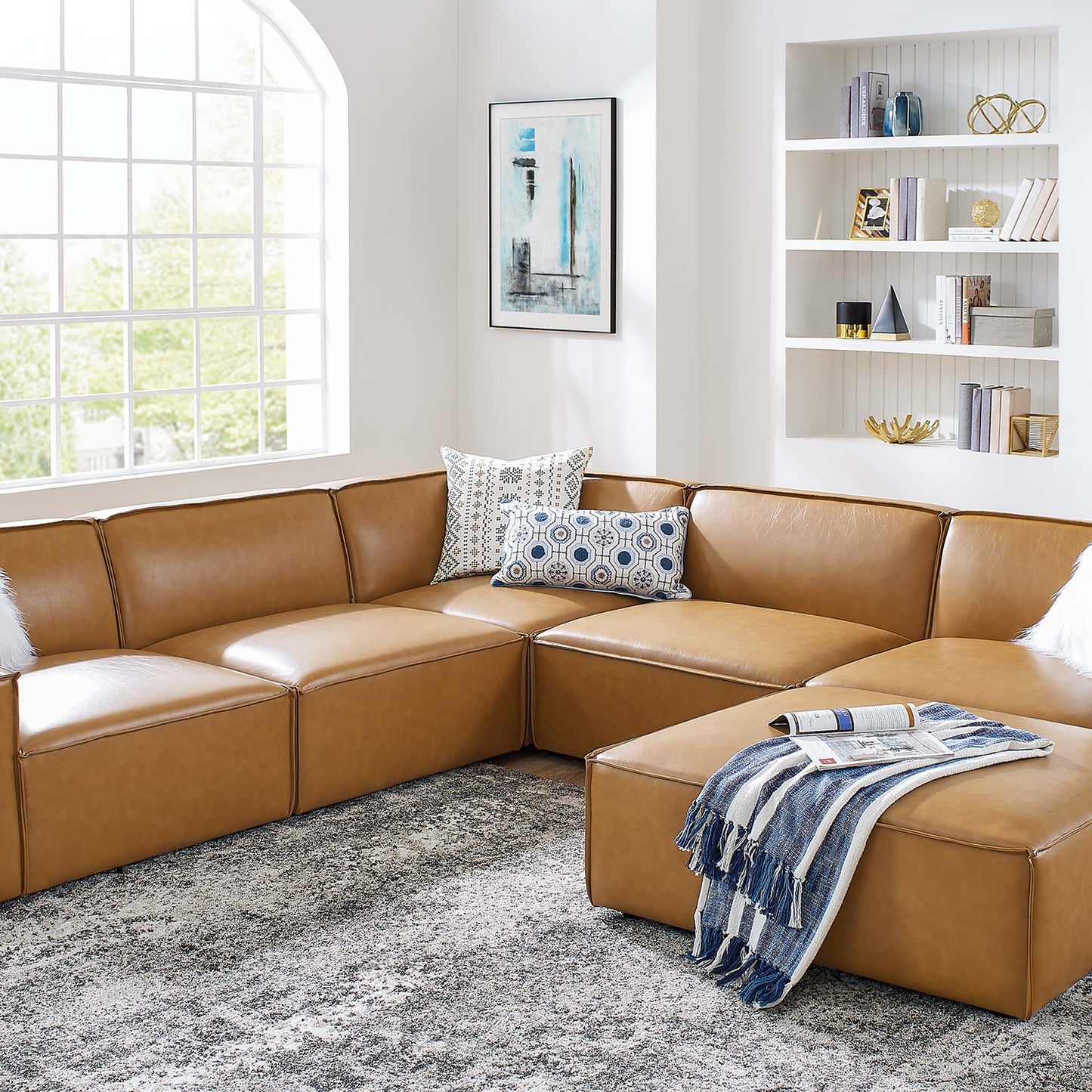 Restore 6-Piece Vegan Leather Sectional Sofa by Furniture for America