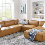 Atlas 6-Piece Vegan Leather Sectional Sofa in Tan