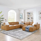 Atlas 6-Piece Vegan Leather Sectional Sofa in Tan