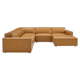 Atlas 6-Piece Vegan Leather Sectional Sofa in Tan