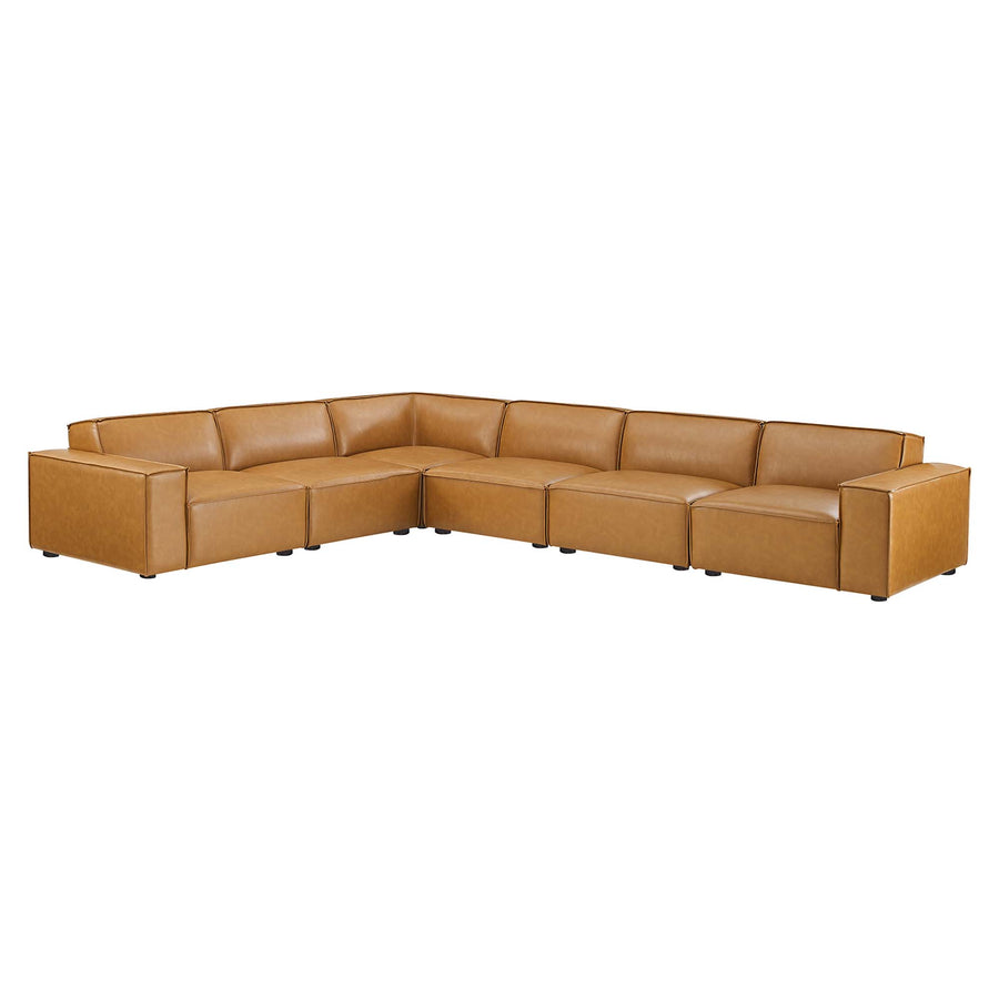 Atlas 6-Piece Vegan Leather Sectional Sofa in Tan