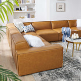 Atlas 6-Piece Vegan Leather Sectional Sofa in Tan
