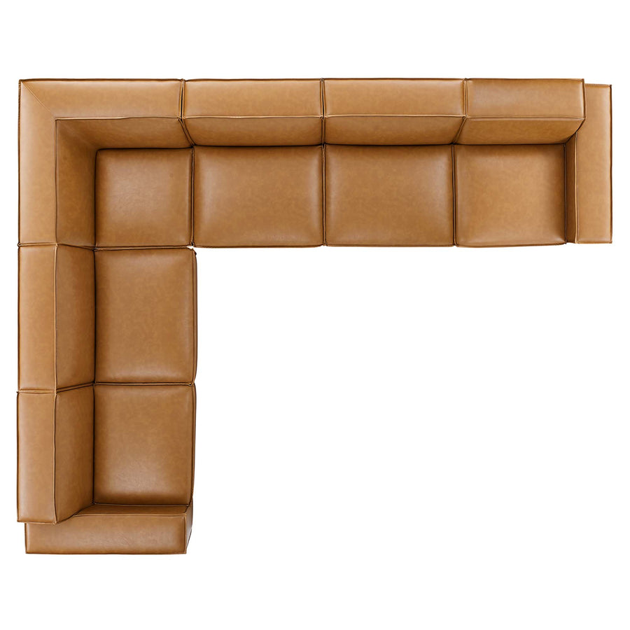 Atlas 6-Piece Vegan Leather Sectional Sofa in Tan