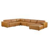 Atlas 7-Piece Vegan Leather Sectional Sofa in Tan