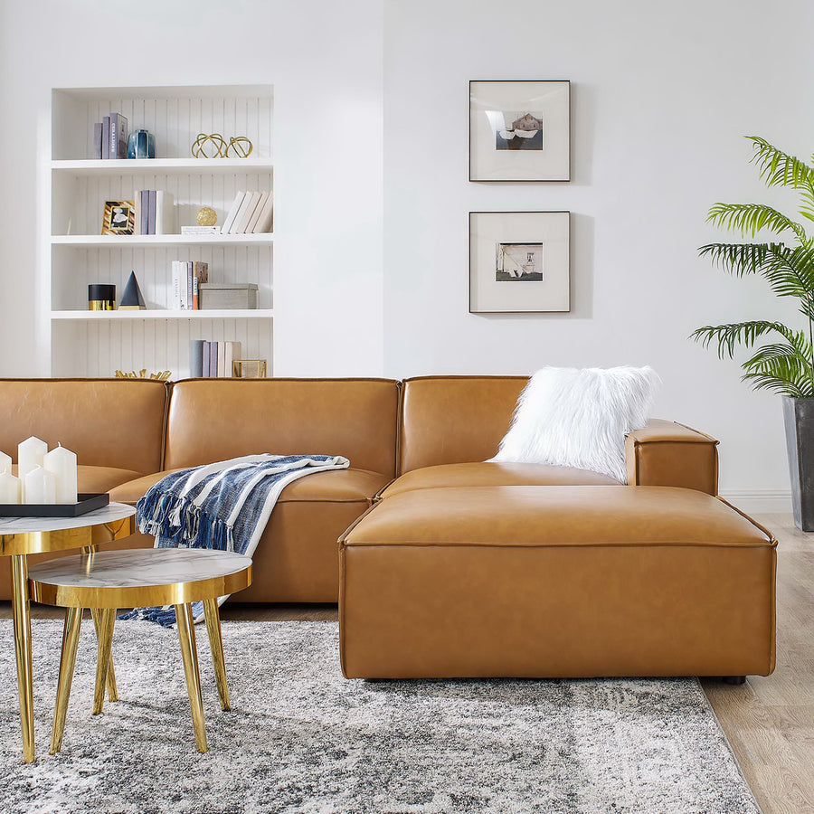 Atlas 7-Piece Vegan Leather Sectional Sofa in Tan