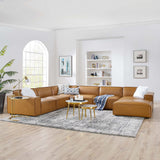 Atlas 7-Piece Vegan Leather Sectional Sofa in Tan