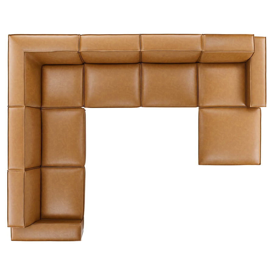 Atlas 7-Piece Vegan Leather Sectional Sofa in Tan