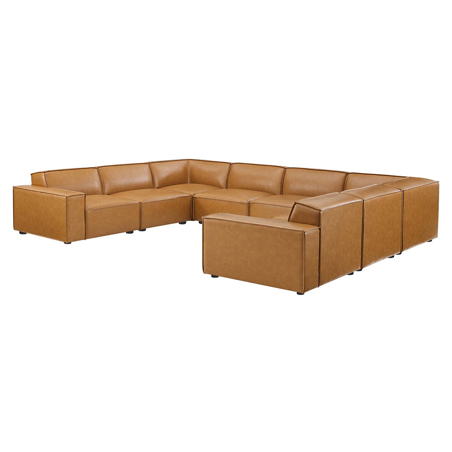Atlas 8-Piece Vegan Leather Sectional Sofa in Tan