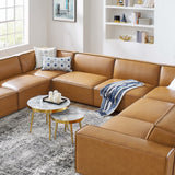 Atlas 8-Piece Vegan Leather Sectional Sofa in Tan