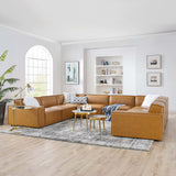 Atlas 8-Piece Vegan Leather Sectional Sofa in Tan