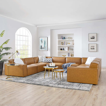 Restore 8-Piece Vegan Leather Sectional Sofa in Tan