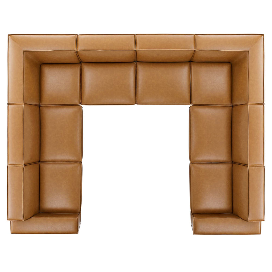 Atlas 8-Piece Vegan Leather Sectional Sofa in Tan