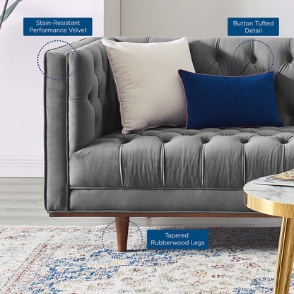 Elation Tufted Performance Velvet Sofa by Furniture for America