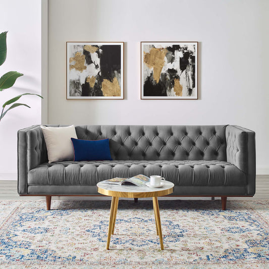 Elation Tufted Performance Velvet Sofa by Furniture for America