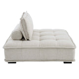 Parlor Tufted Fabric Armless Chair in Beige
