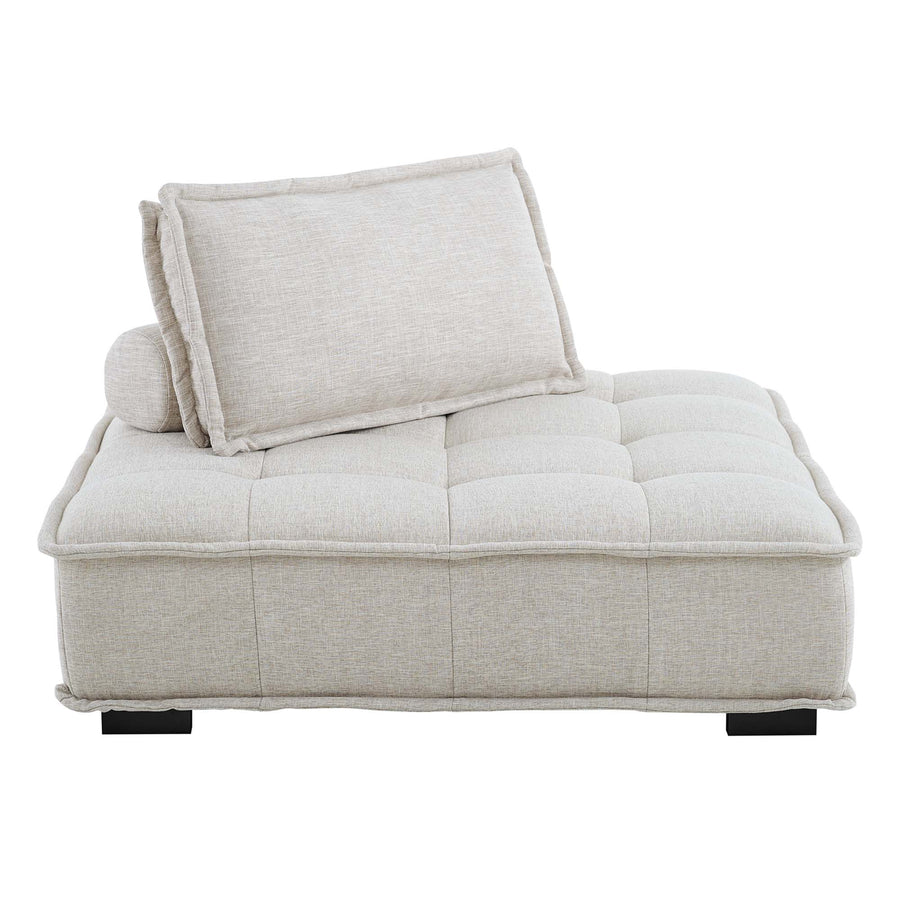 Parlor Tufted Fabric Armless Chair in Beige