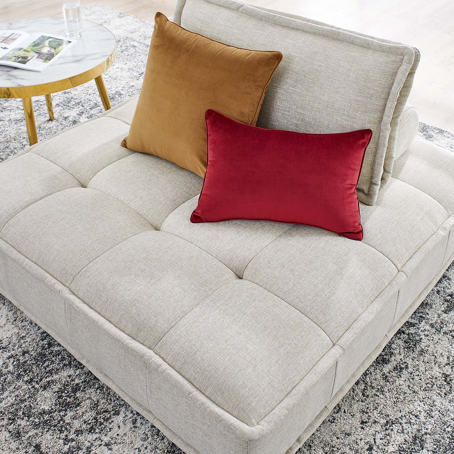 Saunter Tufted Fabric Armless Chair by Furniture For America