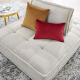 Parlor Tufted Fabric Armless Chair in Beige