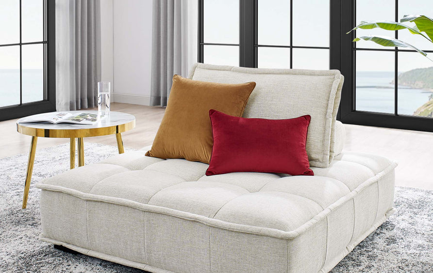 Parlor Tufted Fabric Armless Chair in Beige