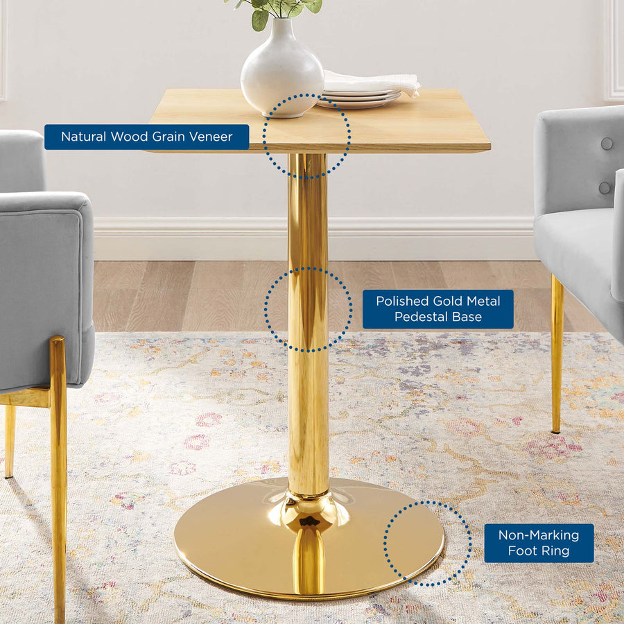 Theo 24" Square Dining Table in Gold Natural