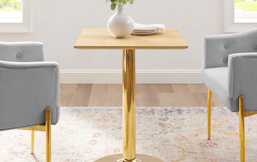 Theo 24" Square Dining Table in Gold Natural