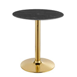 Theo 28" Artificial Marble Dining Table in Gold Black
