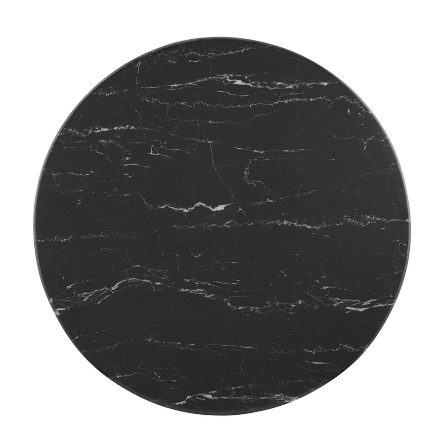 Theo 28" Artificial Marble Dining Table in Gold Black
