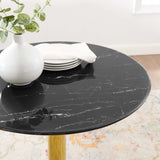 Theo 28" Artificial Marble Dining Table in Gold Black