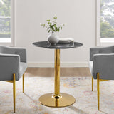 Theo 28" Artificial Marble Dining Table in Gold Black