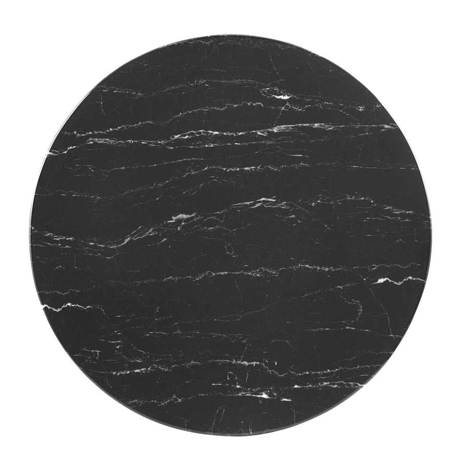 Theo 35" Artificial Marble Dining Table in Gold Black