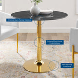 Theo 35" Artificial Marble Dining Table in Gold Black