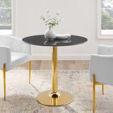 Theo 35" Artificial Marble Dining Table in Gold Black