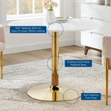Theo 40" Dining Table in Gold White