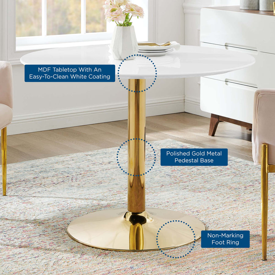 Theo 40" Dining Table in Gold White
