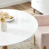 Theo 40" Dining Table in Gold White