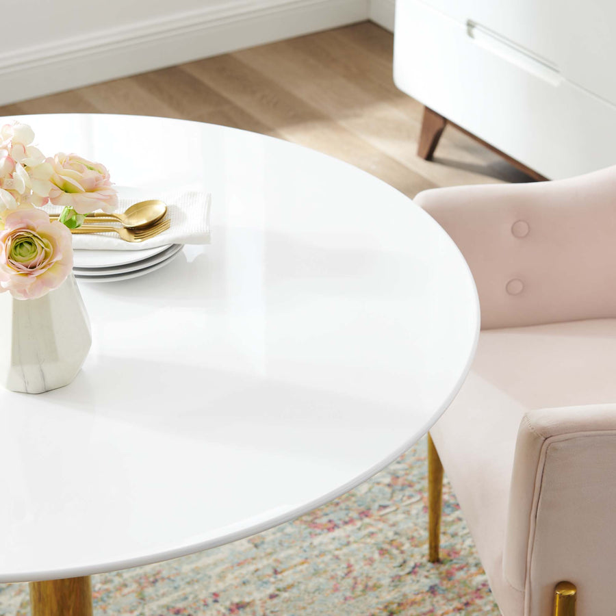 Theo 40" Dining Table in Gold White