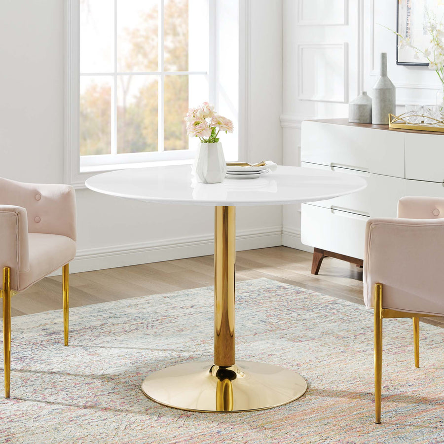 Theo 40" Dining Table in Gold White