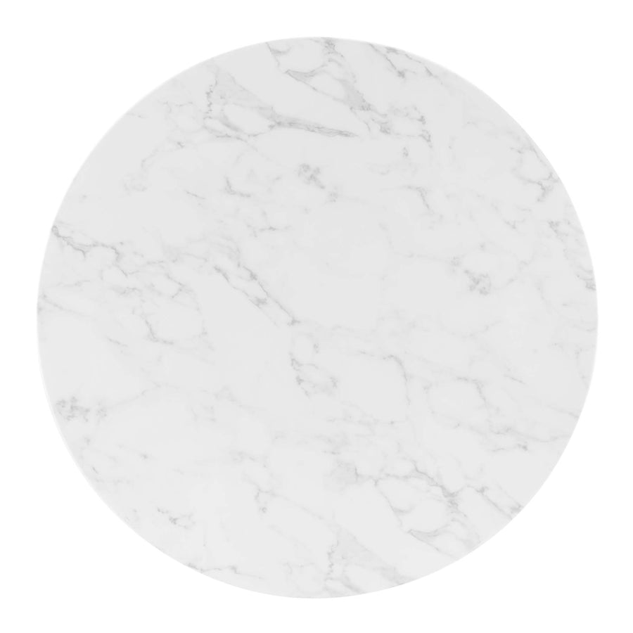 Theo 40" Artificial Marble Dining Table in Gold White