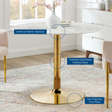 Theo 40" Artificial Marble Dining Table in Gold White
