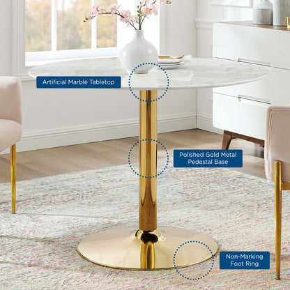 Verne 40" Artificial Marble Dining Table by Furniture For America