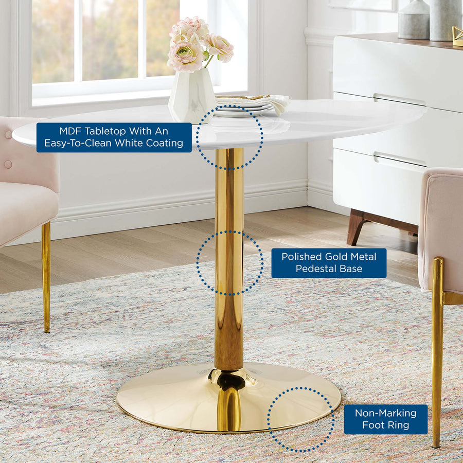Theo 48" Oval Dining Table in Gold White