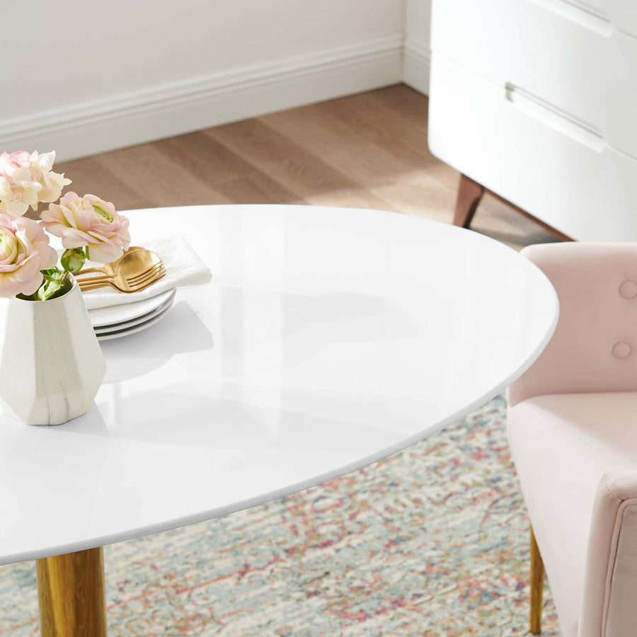Theo 48" Oval Dining Table in Gold White