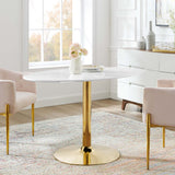 Theo 48" Oval Dining Table in Gold White
