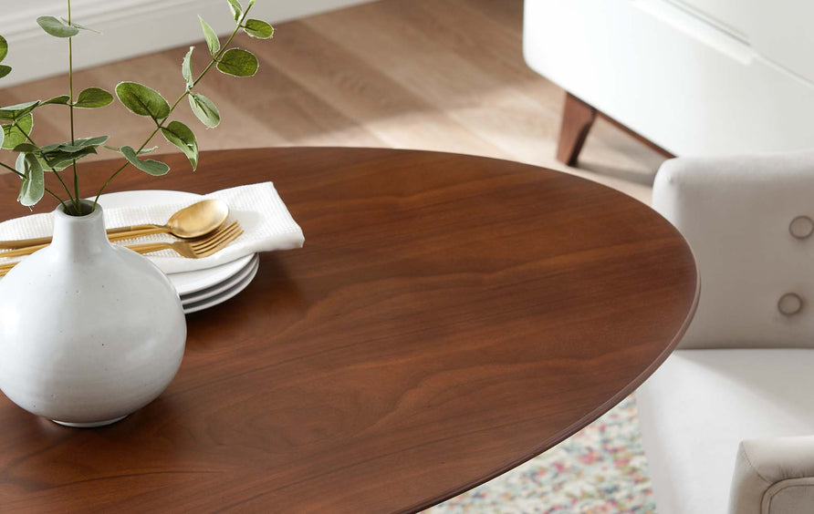 Theo 48" Oval Dining Table in Gold Walnut