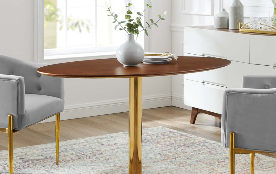 Theo 48" Oval Dining Table in Gold Walnut