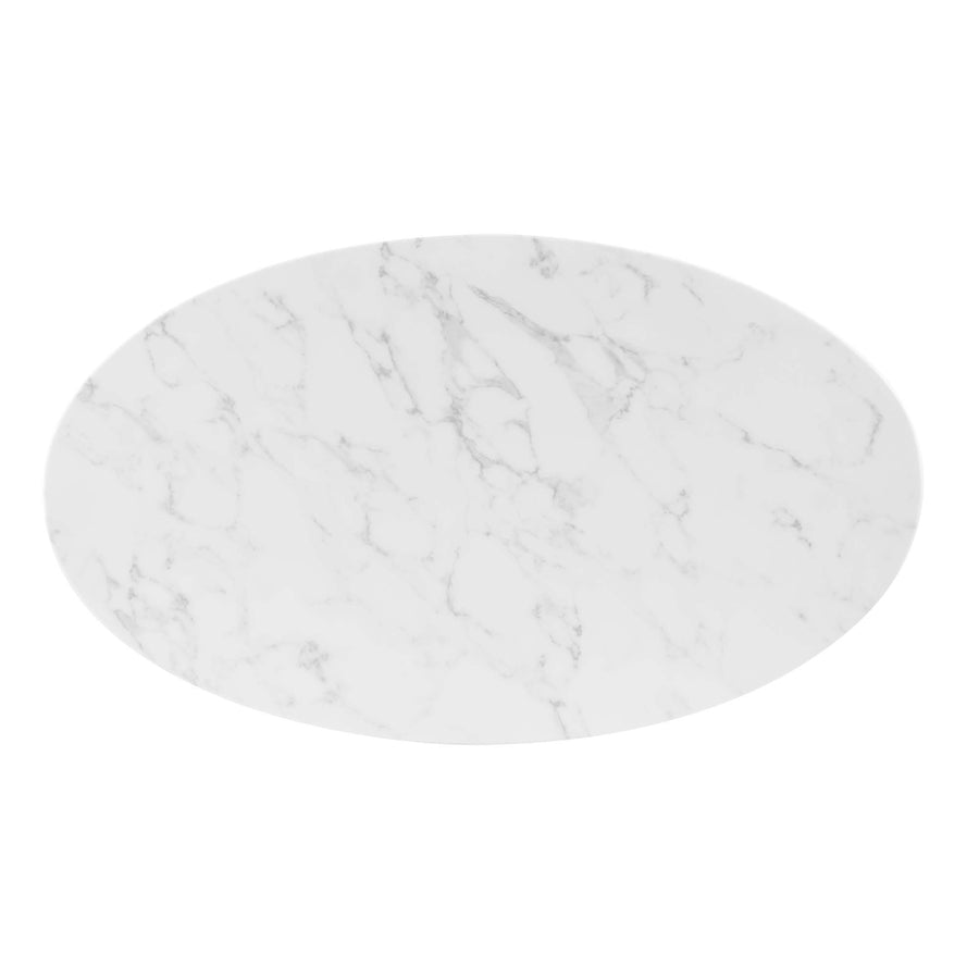Theo 48" Oval Artificial Marble Dining Table in Gold White